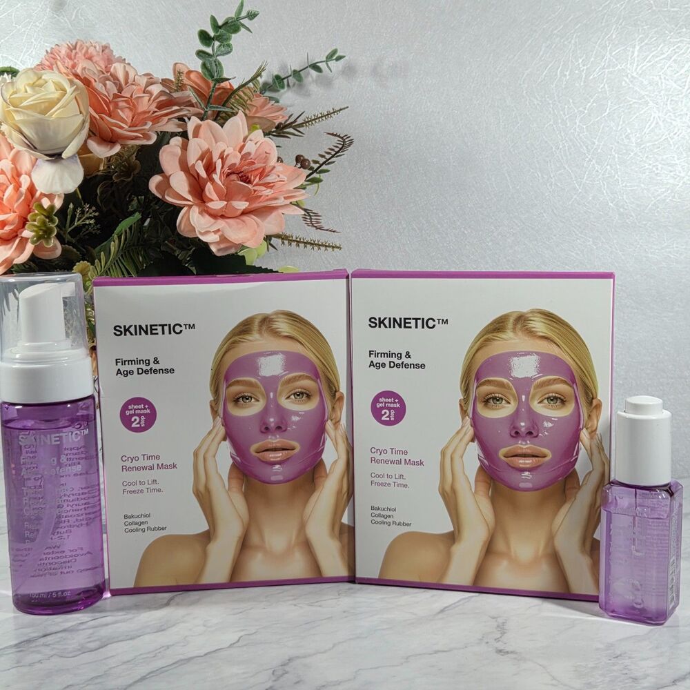 SKINETIC Firming & Age Defense 4-Pc Skincare Set Cleanser Serum 2 Masks